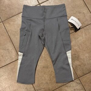 Athleta Gray Capri Leggings with White Accents